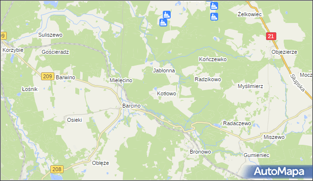mapa Kotłowo gmina Kępice, Kotłowo gmina Kępice na mapie Targeo