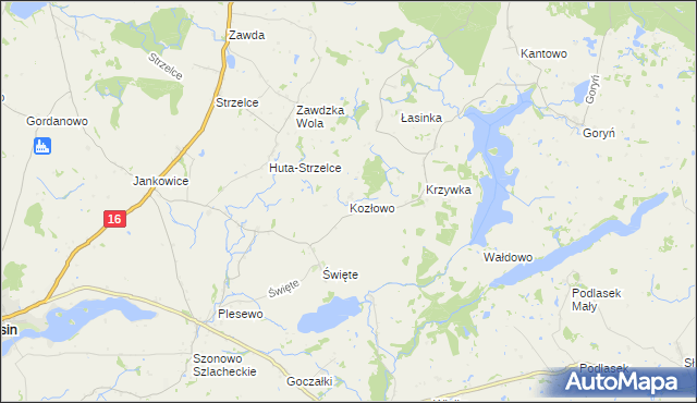 mapa Kozłowo gmina Łasin, Kozłowo gmina Łasin na mapie Targeo