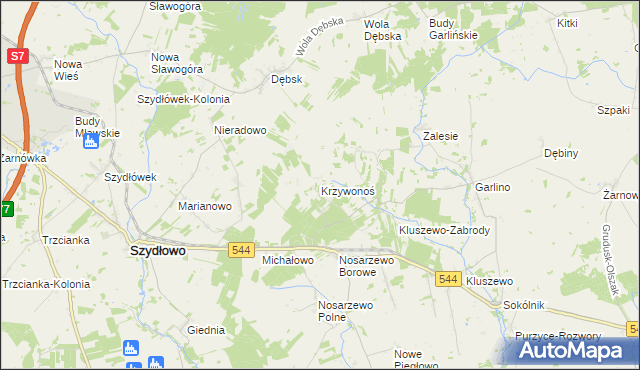 mapa Krzywonoś, Krzywonoś na mapie Targeo