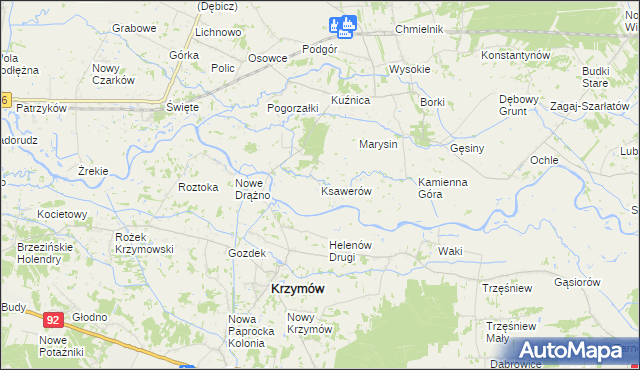 mapa Ksawerów gmina Kramsk, Ksawerów gmina Kramsk na mapie Targeo