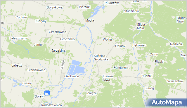 mapa Kuźnica Grodziska, Kuźnica Grodziska na mapie Targeo