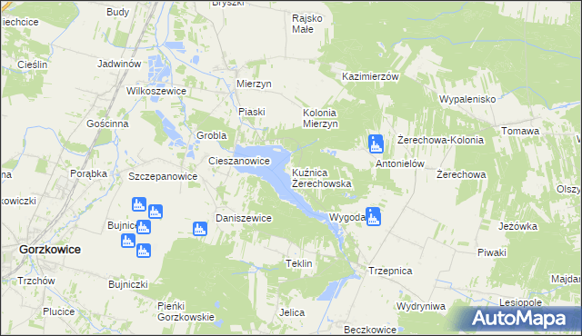 mapa Kuźnica Żerechowska, Kuźnica Żerechowska na mapie Targeo