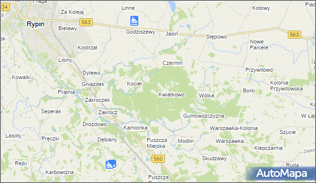 mapa Kwiatkowo gmina Rypin, Kwiatkowo gmina Rypin na mapie Targeo