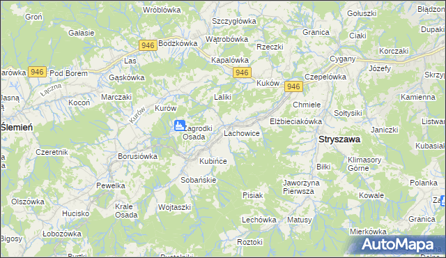 mapa Lachowice, Lachowice na mapie Targeo