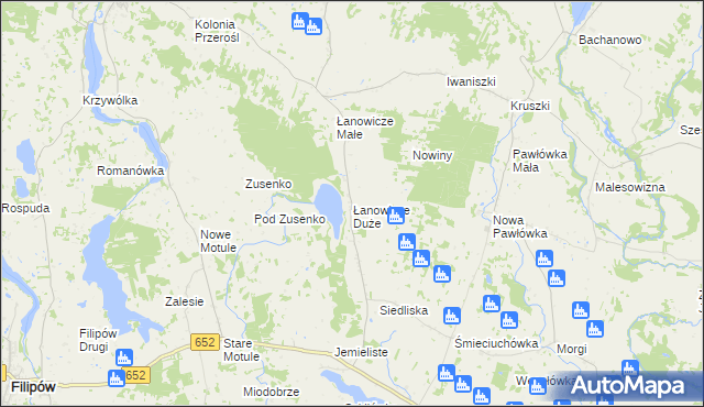 mapa Łanowicze Duże, Łanowicze Duże na mapie Targeo