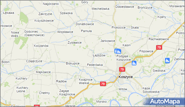 mapa Łapszów, Łapszów na mapie Targeo