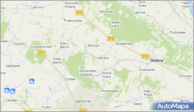 mapa Łaziska gmina Słubice, Łaziska gmina Słubice na mapie Targeo