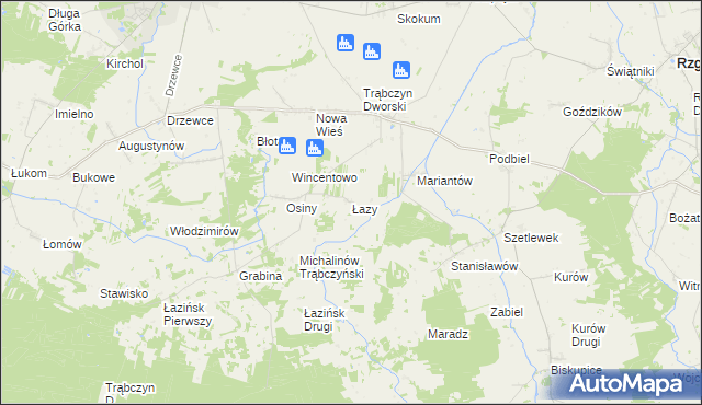 mapa Łazy gmina Zagórów, Łazy gmina Zagórów na mapie Targeo