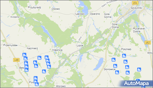 mapa Lipce gmina Świdwin, Lipce gmina Świdwin na mapie Targeo