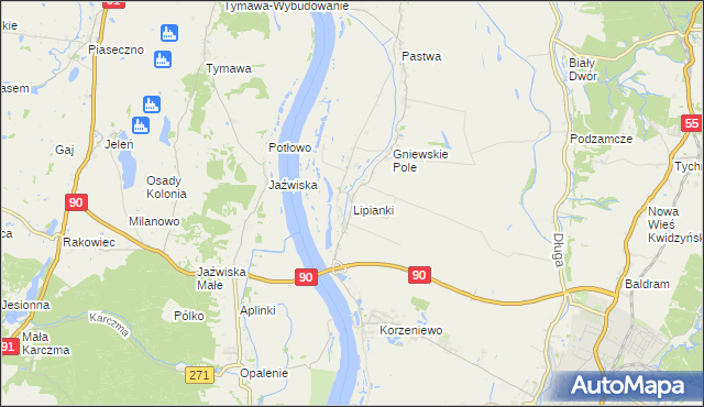 mapa Lipianki gmina Kwidzyn, Lipianki gmina Kwidzyn na mapie Targeo