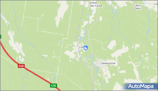 mapa Łozy gmina Żagań, Łozy gmina Żagań na mapie Targeo