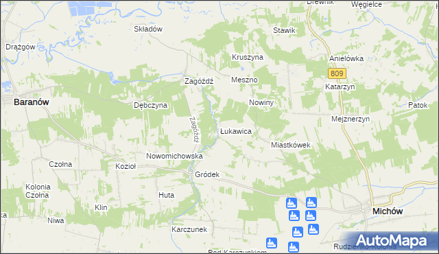 mapa Łukawica gmina Baranów, Łukawica gmina Baranów na mapie Targeo