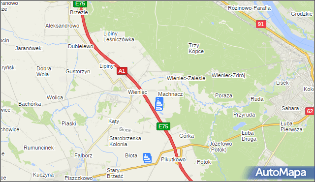 mapa Machnacz gmina Brześć Kujawski, Machnacz gmina Brześć Kujawski na mapie Targeo