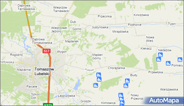 mapa Majdan Górny, Majdan Górny na mapie Targeo