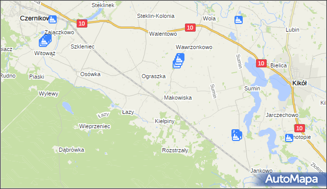 mapa Makowiska gmina Czernikowo, Makowiska gmina Czernikowo na mapie Targeo