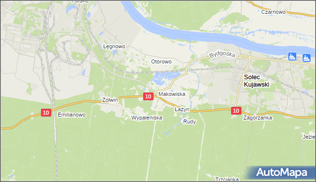 mapa Makowiska gmina Solec Kujawski, Makowiska gmina Solec Kujawski na mapie Targeo