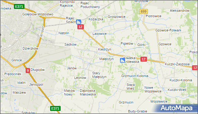 mapa Małęczyn gmina Gózd, Małęczyn gmina Gózd na mapie Targeo