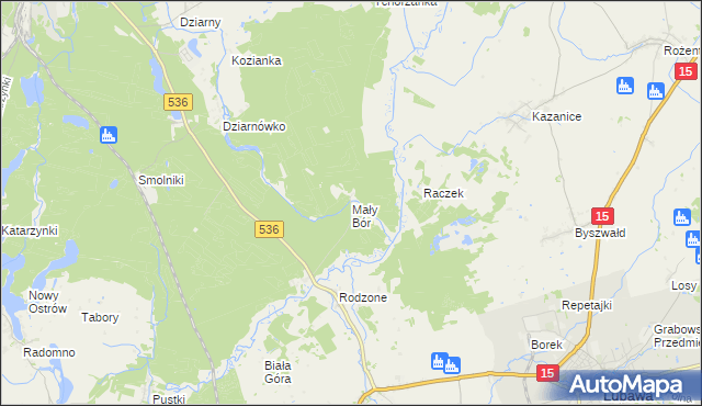 mapa Mały Bór gmina Iława, Mały Bór gmina Iława na mapie Targeo
