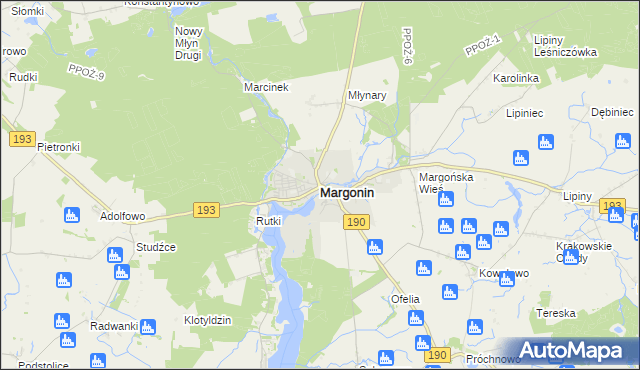 mapa Margonin, Margonin na mapie Targeo