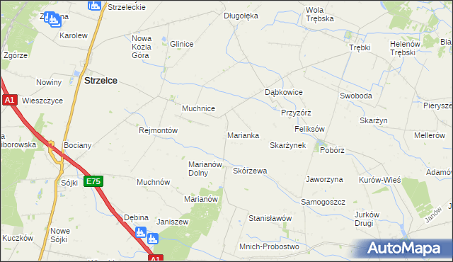 mapa Marianka gmina Strzelce, Marianka gmina Strzelce na mapie Targeo