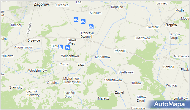 mapa Mariantów gmina Zagórów, Mariantów gmina Zagórów na mapie Targeo