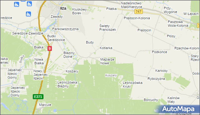 mapa Maziarze Nowe, Maziarze Nowe na mapie Targeo