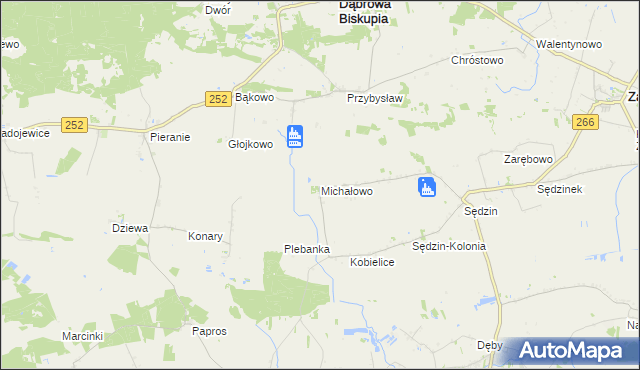mapa Michałowo gmina Zakrzewo, Michałowo gmina Zakrzewo na mapie Targeo