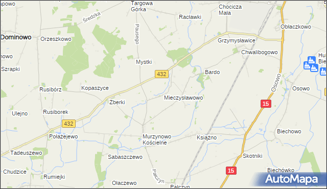 mapa Mieczysławowo gmina Dominowo, Mieczysławowo gmina Dominowo na mapie Targeo