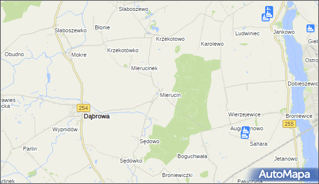 mapa Mierucin gmina Dąbrowa, Mierucin gmina Dąbrowa na mapie Targeo
