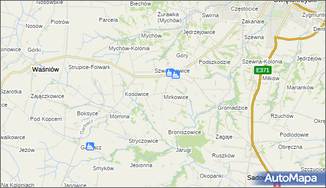 mapa Mirkowice gmina Bodzechów, Mirkowice gmina Bodzechów na mapie Targeo
