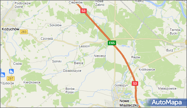 mapa Nieciecz gmina Nowe Miasteczko, Nieciecz gmina Nowe Miasteczko na mapie Targeo