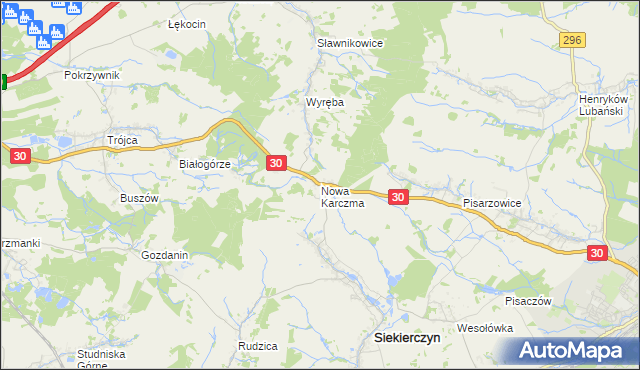 mapa Nowa Karczma gmina Siekierczyn, Nowa Karczma gmina Siekierczyn na mapie Targeo