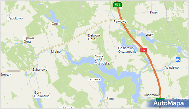 mapa Nowa Wieś Ostródzka, Nowa Wieś Ostródzka na mapie Targeo