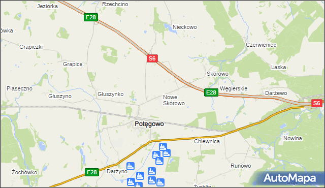 mapa Nowe Skórowo, Nowe Skórowo na mapie Targeo