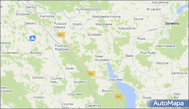 mapa Nowe Skudzawy, Nowe Skudzawy na mapie Targeo