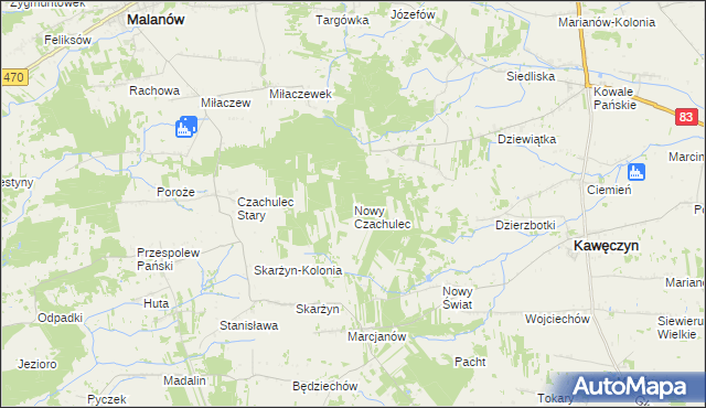 mapa Nowy Czachulec, Nowy Czachulec na mapie Targeo