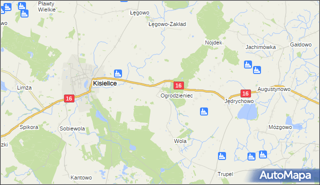 mapa Ogrodzieniec gmina Kisielice, Ogrodzieniec gmina Kisielice na mapie Targeo