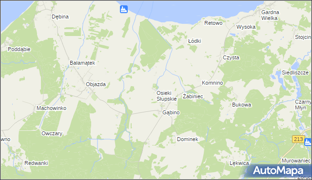 mapa Osieki Słupskie, Osieki Słupskie na mapie Targeo