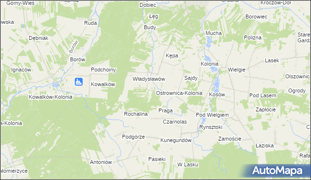 mapa Ostrownica-Kolonia, Ostrownica-Kolonia na mapie Targeo