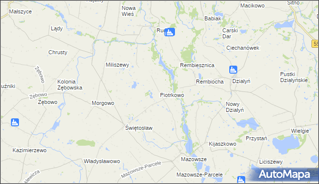 mapa Piotrkowo gmina Ciechocin, Piotrkowo gmina Ciechocin na mapie Targeo