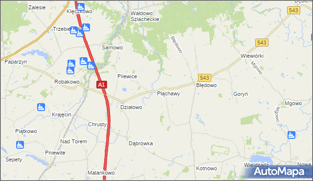 mapa Płąchawy, Płąchawy na mapie Targeo
