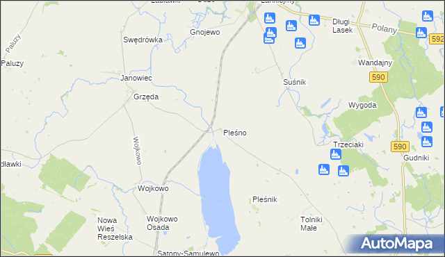 mapa Pleśno gmina Bisztynek, Pleśno gmina Bisztynek na mapie Targeo