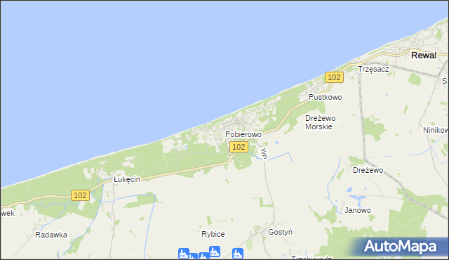 mapa Pobierowo, Pobierowo na mapie Targeo