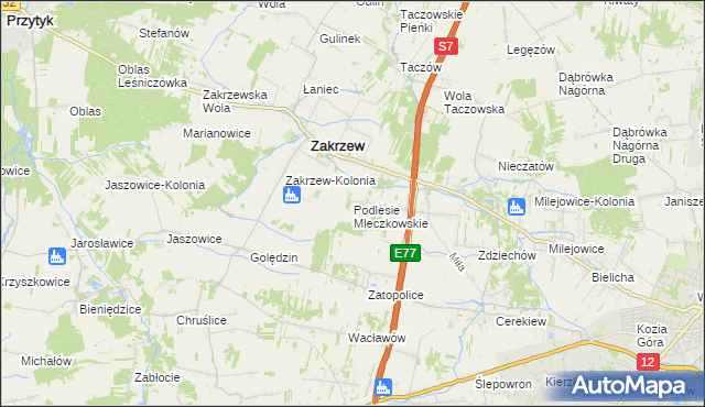 mapa Podlesie Mleczkowskie, Podlesie Mleczkowskie na mapie Targeo