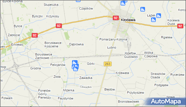 mapa Pomarzany Fabryczne, Pomarzany Fabryczne na mapie Targeo