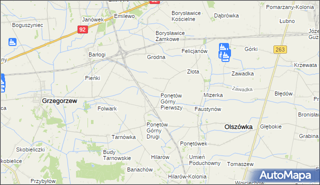 mapa Ponętów Górny Pierwszy, Ponętów Górny Pierwszy na mapie Targeo