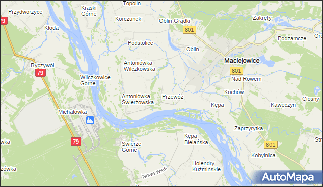 mapa Przewóz gmina Maciejowice, Przewóz gmina Maciejowice na mapie Targeo