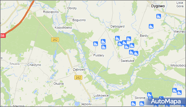 mapa Pustary, Pustary na mapie Targeo