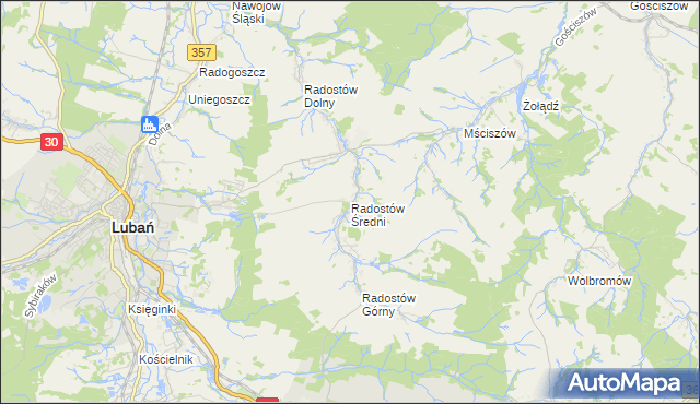 mapa Radostów Średni, Radostów Średni na mapie Targeo