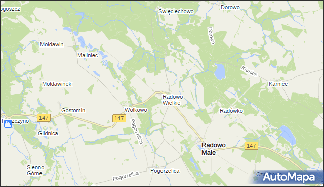 mapa Radowo Wielkie, Radowo Wielkie na mapie Targeo